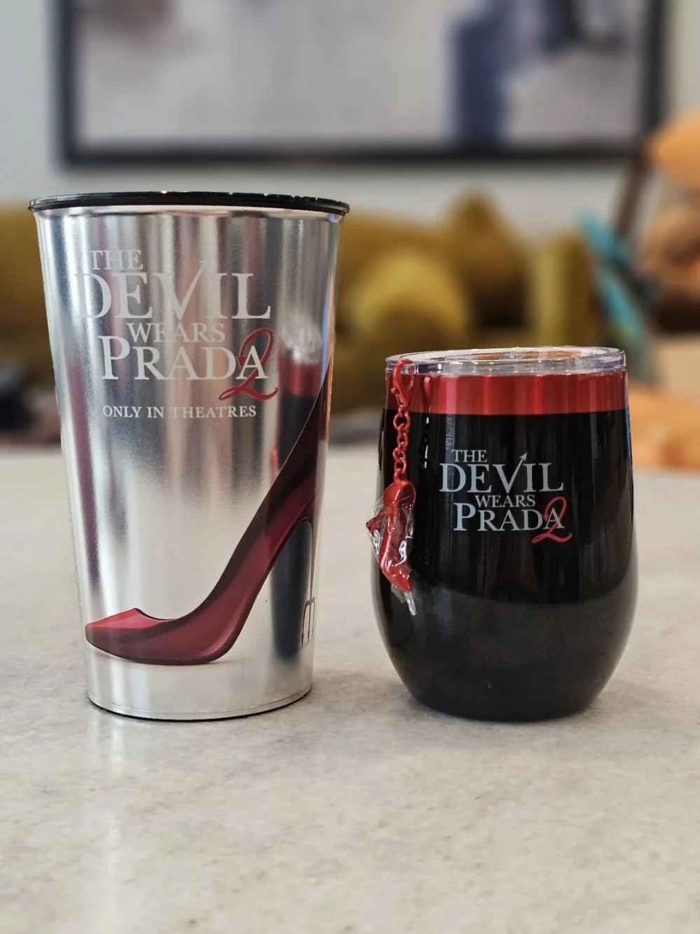 Official Devil Wears Prada Wine And Cup set in black and silver with red accents